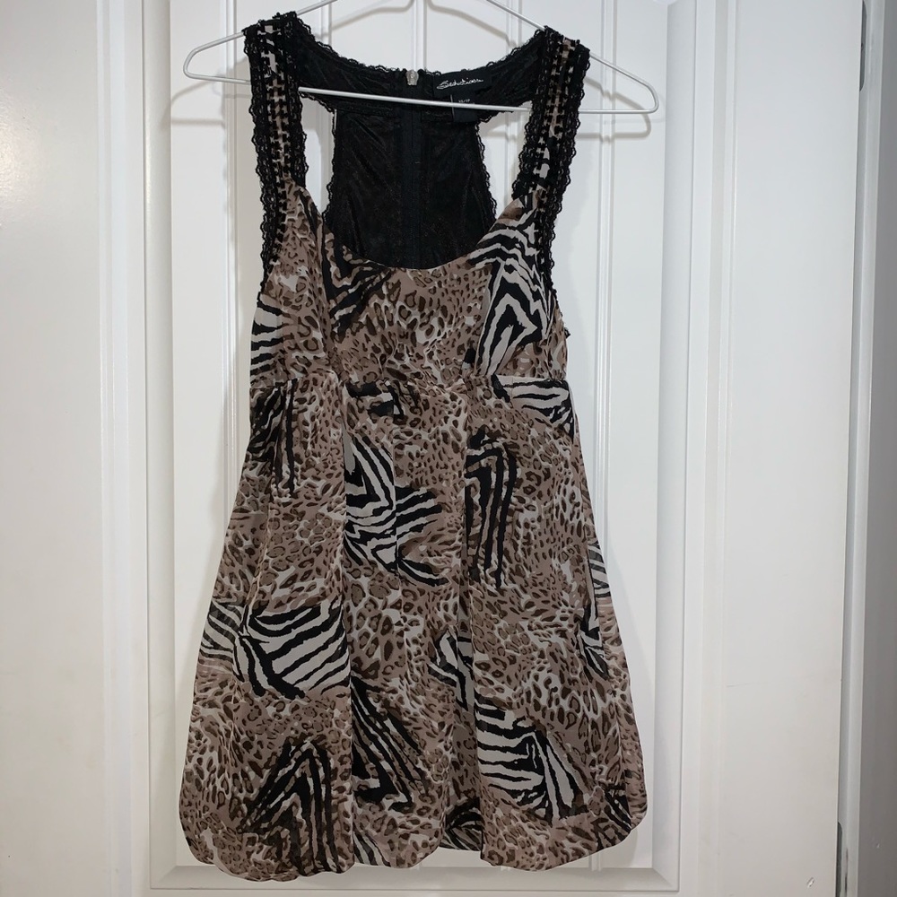 Animal print bubble hem mini dress